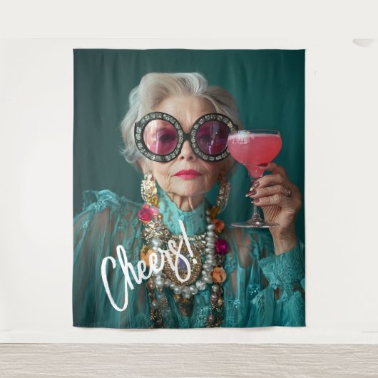 Glamoureuze oudere vrouw moedige luxe Mode Wandkleed (Voorkant)