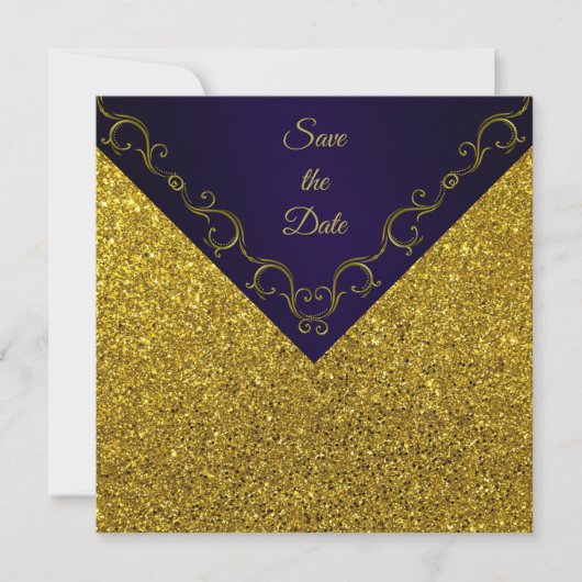Glamoureuze Paarse en gouden Save The Date (Voorkant)