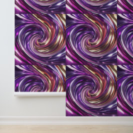 Glamoureuze Paarse Gouden Disco Swirl Peel en Stic Behang