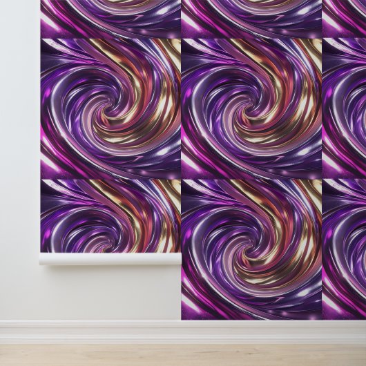 Glamoureuze Paarse Gouden Disco Swirl Peel en Stic Behang (Applicatie)
