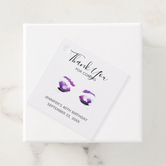 Glamoureuze Paarse ogen & Brows Waterverf Dank je Bedankjes Labels (In situ)