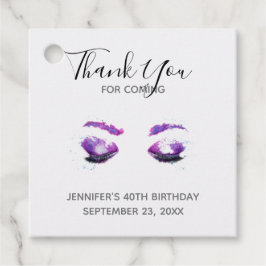 Glamoureuze Paarse ogen & Brows Waterverf Dank je Bedankjes Labels