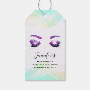 Glamoureuze Paarse ogen & Brows Waterverf Dank je Cadeaulabel