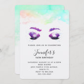 Glamoureuze Paarse ogen en Brows Waterverf Birthda Kaart (Voorkant / Achterkant)