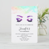 Glamoureuze Paarse ogen en Brows Waterverf Birthda Kaart (Staand voorkant)
