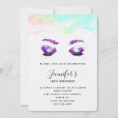 Glamoureuze Paarse ogen en Brows Waterverf Birthda Kaart (Voorkant)