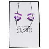 Glamoureuze Paarse ogen en Brows Waterverf Birthda Medium Cadeauzakje (Voorkant)