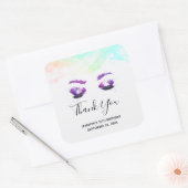 Glamoureuze Paarse ogen en Brows Waterverf Birthda Vierkante Sticker (Envelop)