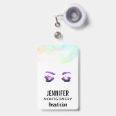 Glamoureuze Paarse ogen en Waterverf van Brows Badge (Voorkant met intrekbare clip)