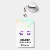 Glamoureuze Paarse ogen en Waterverf van Brows Badge (Achterkant met intrekbare clip)