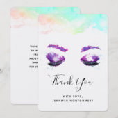 Glamoureuze Paarse ogen en Waterverf van Brows Bedankkaart (Voorkant / Achterkant)