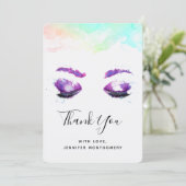 Glamoureuze Paarse ogen en Waterverf van Brows Bedankkaart (Staand voorkant)