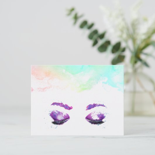 Glamoureuze Paarse ogen en Waterverf van Brows Briefkaart (Staand voorkant)