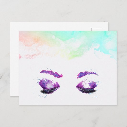 Glamoureuze Paarse ogen en Waterverf van Brows Briefkaart (Voorkant / Achterkant)