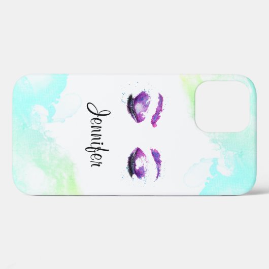 Glamoureuze Paarse ogen en Waterverf van Brows Case-Mate iPhone Case (Achterkant (horizontaal))
