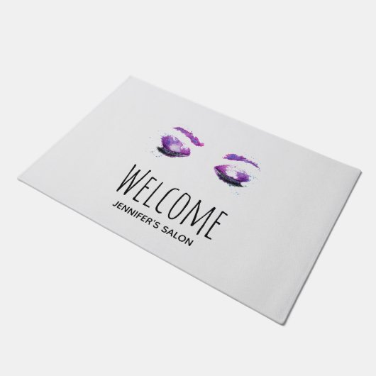 Glamoureuze Paarse ogen en Waterverf van Brows Deurmat (Schuin)