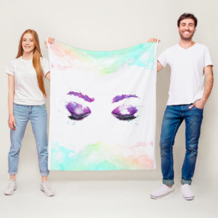 Glamoureuze Paarse ogen en Waterverf van Brows Fleece Deken