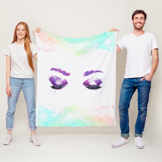 Glamoureuze Paarse ogen en Waterverf van Brows Fleece Deken (In situ)