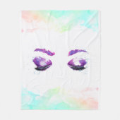 Glamoureuze Paarse ogen en Waterverf van Brows Fleece Deken (Voorkant)