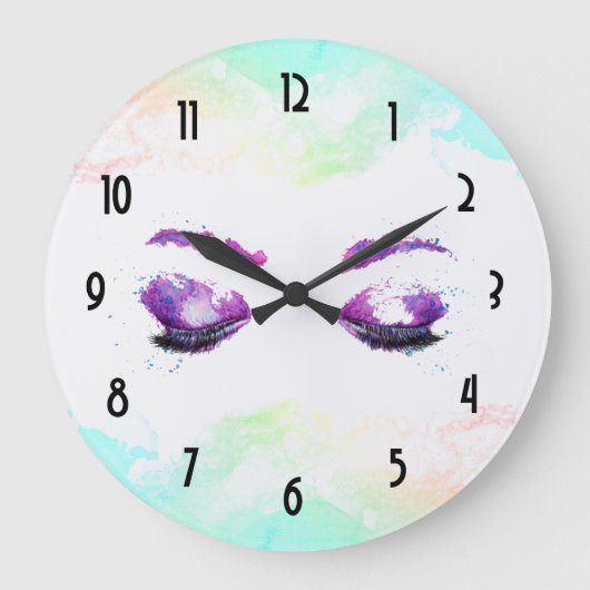 Glamoureuze Paarse ogen en Waterverf van Brows Grote Klok (Voorkant)