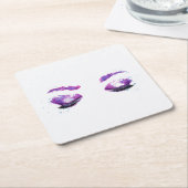 Glamoureuze Paarse ogen en Waterverf van Brows Kartonnen Onderzetters (Schuin)