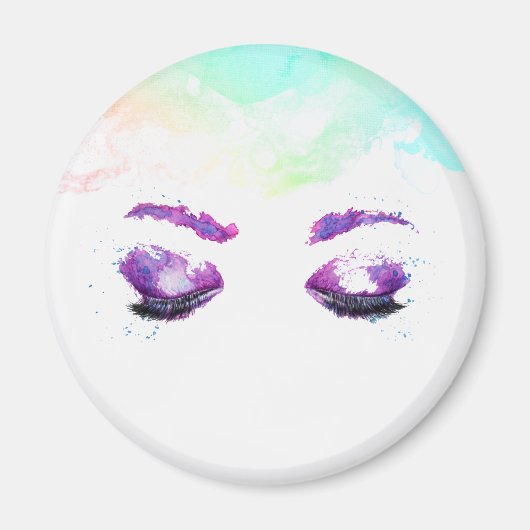 Glamoureuze Paarse ogen en Waterverf van Brows Magneet (Voorkant)