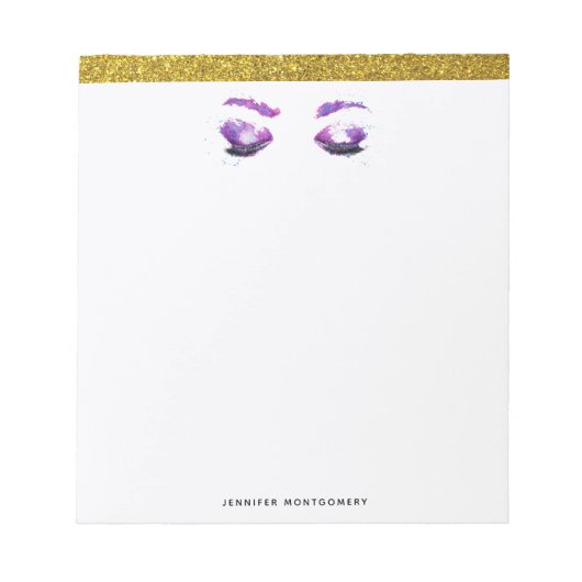 Glamoureuze Paarse ogen en Waterverf van Brows Notitieblok (Voorkant)