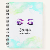 Glamoureuze Paarse ogen en Waterverf van Brows Notitieboek (Voorkant)