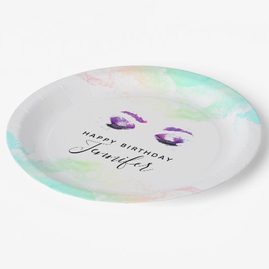 Glamoureuze Paarse ogen en Waterverf van Brows Papieren Bordje (Gekanteld)