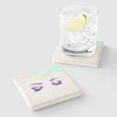 Glamoureuze Paarse ogen en Waterverf van Brows Stenen Onderzetter (Zijkant)