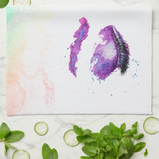 Glamoureuze Paarse ogen en Waterverf van Brows Theedoek (Gevouwen)