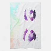 Glamoureuze Paarse ogen en Waterverf van Brows Theedoek (Verticaal)