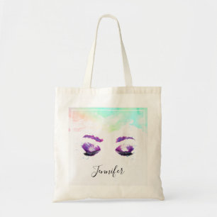 Glamoureuze Paarse ogen en Waterverf van Brows Tote Bag