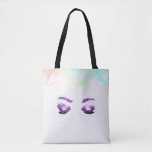 Glamoureuze Paarse ogen en Waterverf van Brows Tote Bag
