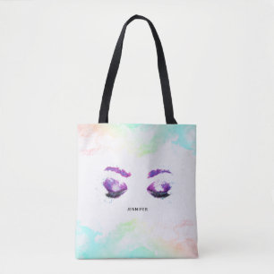 Glamoureuze Paarse ogen en Waterverf van Brows Tote Bag