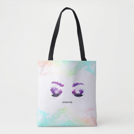 Glamoureuze Paarse ogen en Waterverf van Brows Tote Bag (Voorkant)