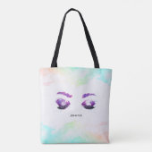 Glamoureuze Paarse ogen en Waterverf van Brows Tote Bag (Achterkant)