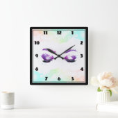 Glamoureuze Paarse ogen en Waterverf van Brows Vierkante Klok (Huis)