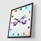 Glamoureuze Paarse ogen en Waterverf van Brows Vierkante Klok (Hoek)