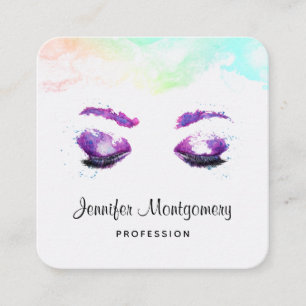 Glamoureuze Paarse ogen en Waterverf van Brows Vierkante Visitekaartje