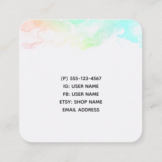 Glamoureuze Paarse ogen en Waterverf van Brows Vierkante Visitekaartje (Achterkant)