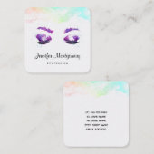 Glamoureuze Paarse ogen en Waterverf van Brows Vierkante Visitekaartje (Voorkant / Achterkant)