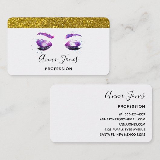 Glamoureuze Paarse ogen en Waterverf van Brows Visitekaartje (Voorkant / Achterkant)