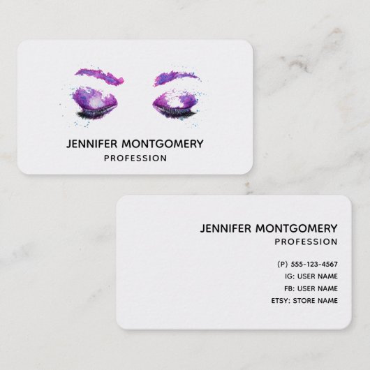 Glamoureuze Paarse ogen en Waterverf van Brows Visitekaartje (Voorkant / Achterkant)
