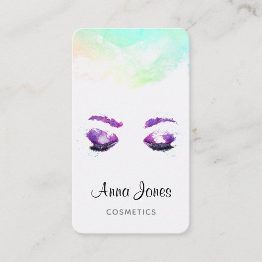 Glamoureuze Paarse ogen en Waterverf van Brows Visitekaartje (Voorkant)