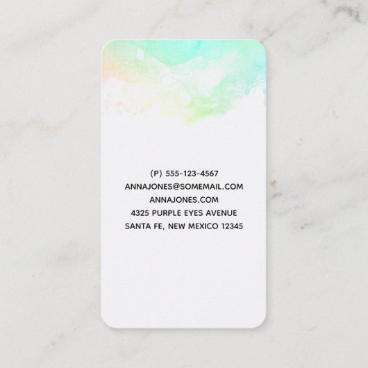 Glamoureuze Paarse ogen en Waterverf van Brows Visitekaartje (Achterkant)