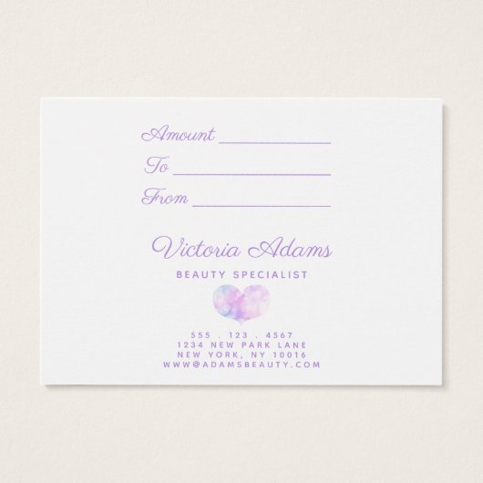 Glamoureuze Paarse Sparkles | Salon Cadeaubon Visitekaartje (Achterkant)