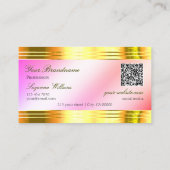 Glamoureuze Pastel Roze Goud Grenzen Logo QR Code Visitekaartje (Achterkant)