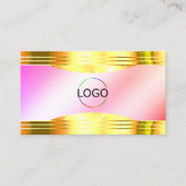 Glamoureuze Pastel Roze Goud Grenzen Logo QR Code Visitekaartje (Voorkant)
