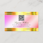 Glamoureuze pastel roze gouden grenzen met QR-code Visitekaartje (Achterkant)